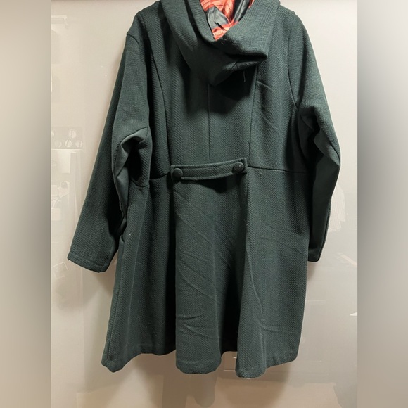 Torrid Green Button Up Coat with Hood - Used Size 3 - Picture 11 of 12